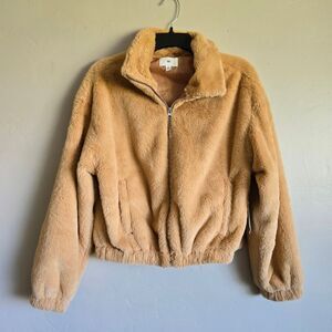 BP. Faux Fur Cropped Bomber Tan Jacket Size XS NWT